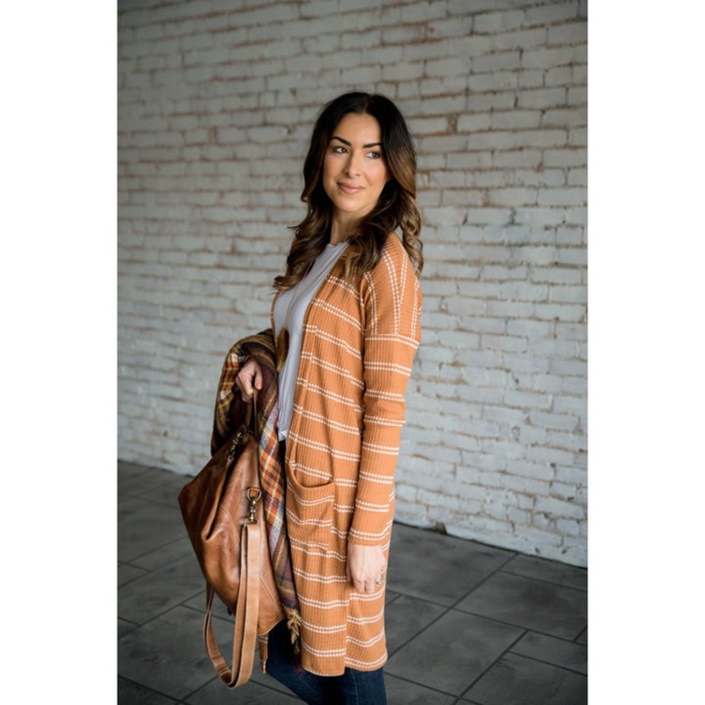 Waffle Weave Striped Cardigan